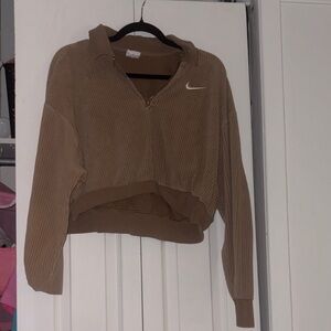 Nike Tan Ribbed Zip Pullover